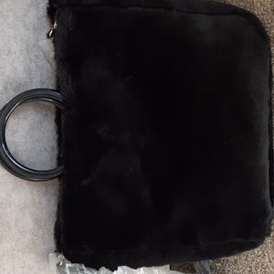 NEW!LC Lauren Conrad Black Faux Fur Handbag